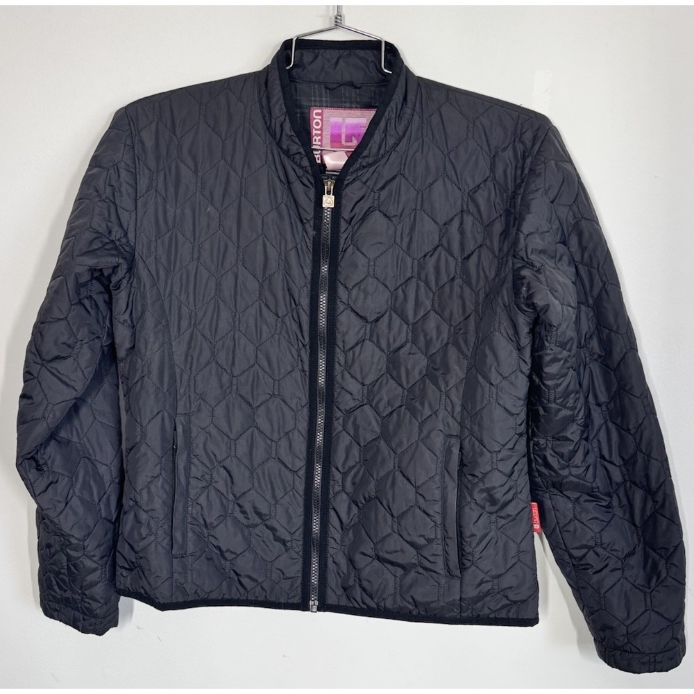 Burton‎ Quilted Black Ski Snowboard Jacket Womens Med Lightweight Full Zip Warm